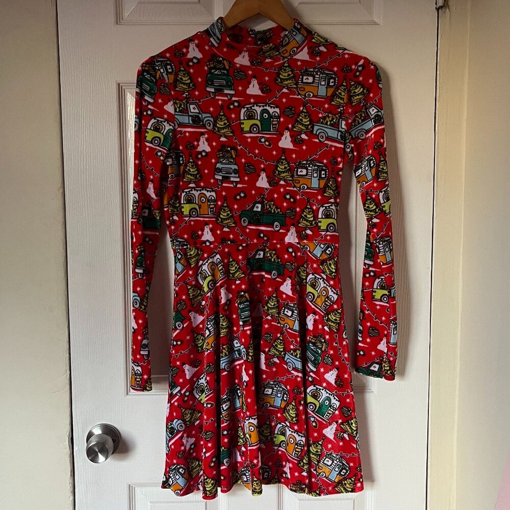 Christmas Dress with Cute Truck / Trailer Print